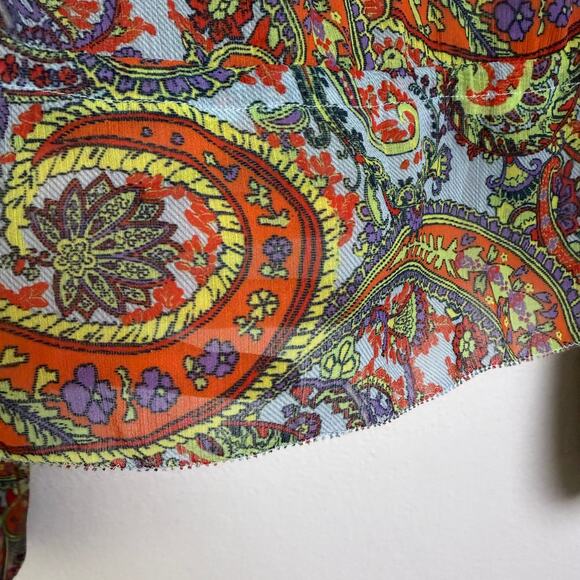 L'Agence Pixie Bohemian Blouse Womens Small Paisley Long Sleeve Boho Cinch Tie - Picture 8 of 11